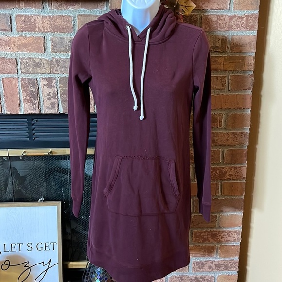 Abercrombie & Fitch Maroon Hoodie Sweatshirt Mini Dress - Picture 1 of 7